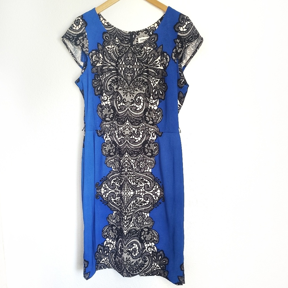 Shelby & Palmer Blue & Black Pattern Dress-Sz 14